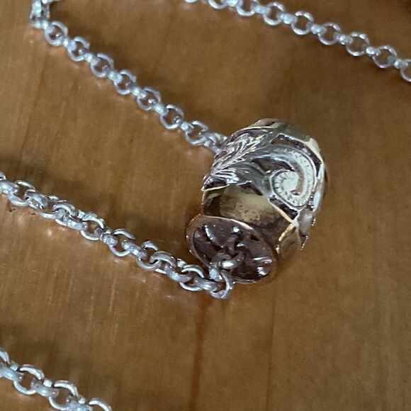 STERLING SILVER GOLD PLATED SILVER NECKLACE WITH CHAIN​ - Picture 3 of 11